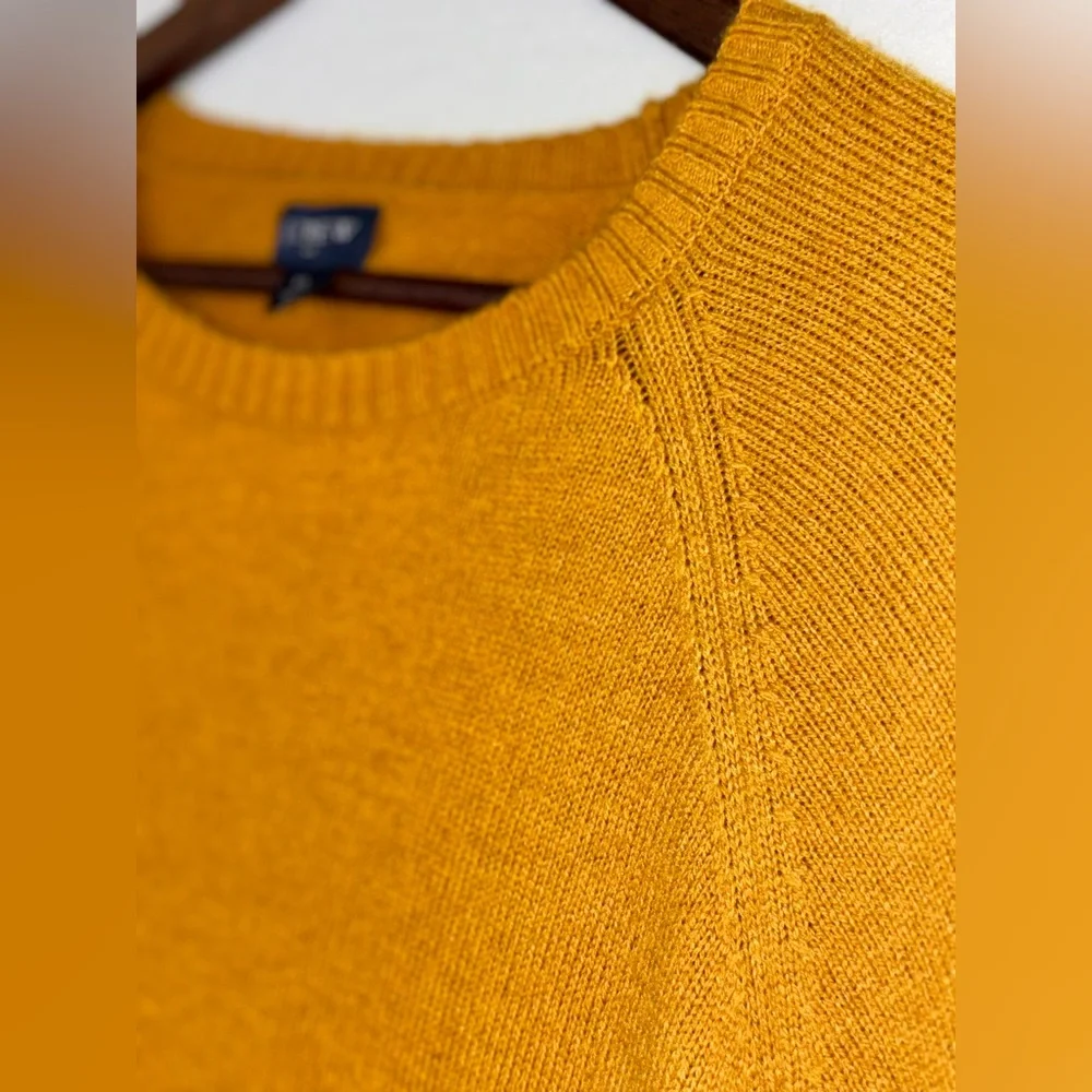 J. CREW Lamb's Wool Sweater Men's Long Sleeve Yellow Mustard Crew Large XL‎